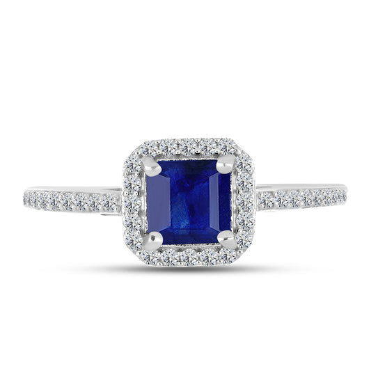 Silberring mit australischem blauem Saphir und weißem Topas