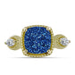 Goldplattierter Silberring mit blauer Druse und weißem Topas