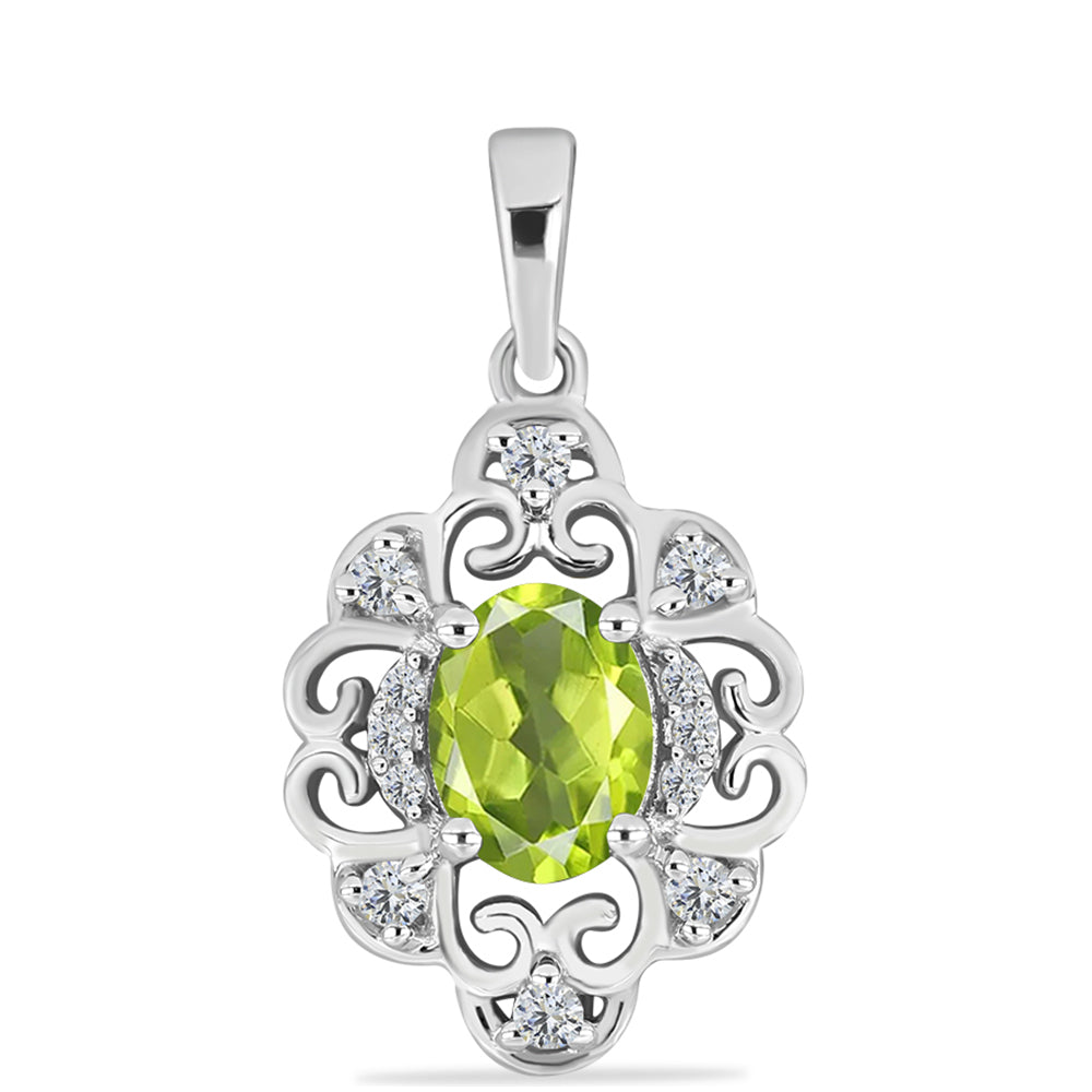 Silberanhänger mit Peridot aus Changbai und weißem Topas 1 