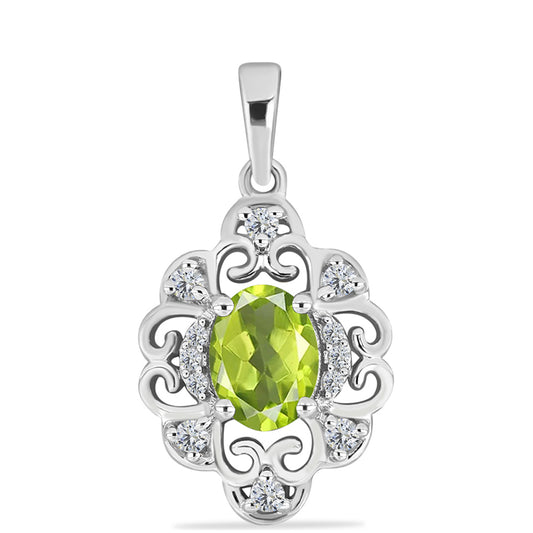 Silberanhänger mit Peridot aus Changbai und weißem Topas