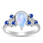 Silberring mit australischem blauem Saphir und Regenbogenmondstein