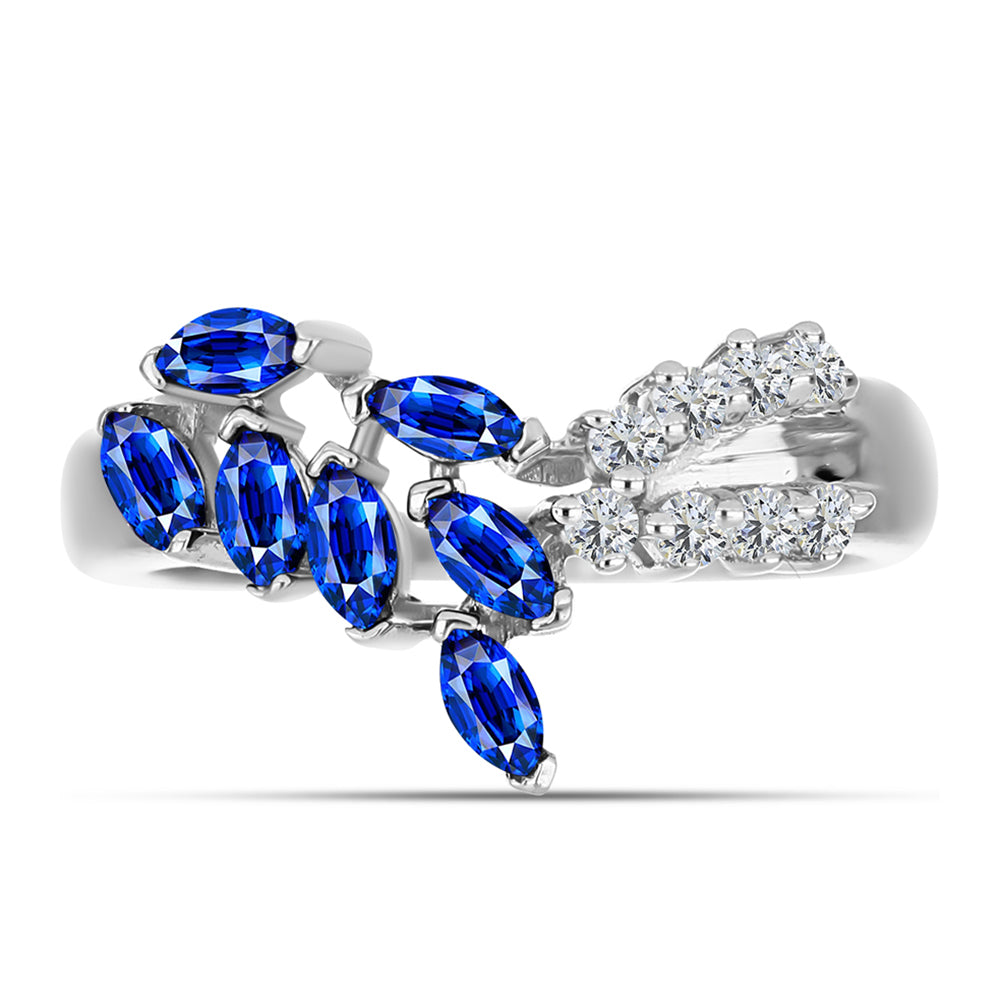 Silberring mit australischem blauem Saphir und weißem Topas 1 