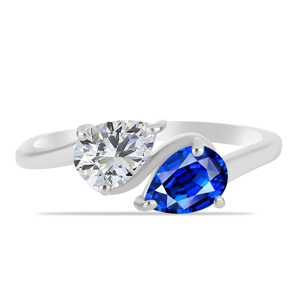 Silberring mit australischem blauem Saphir und weißem Topas 1 