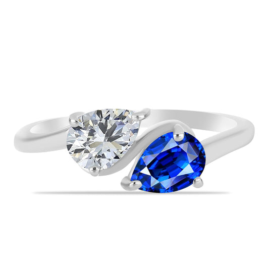 Silberring mit australischem blauem Saphir und weißem Topas