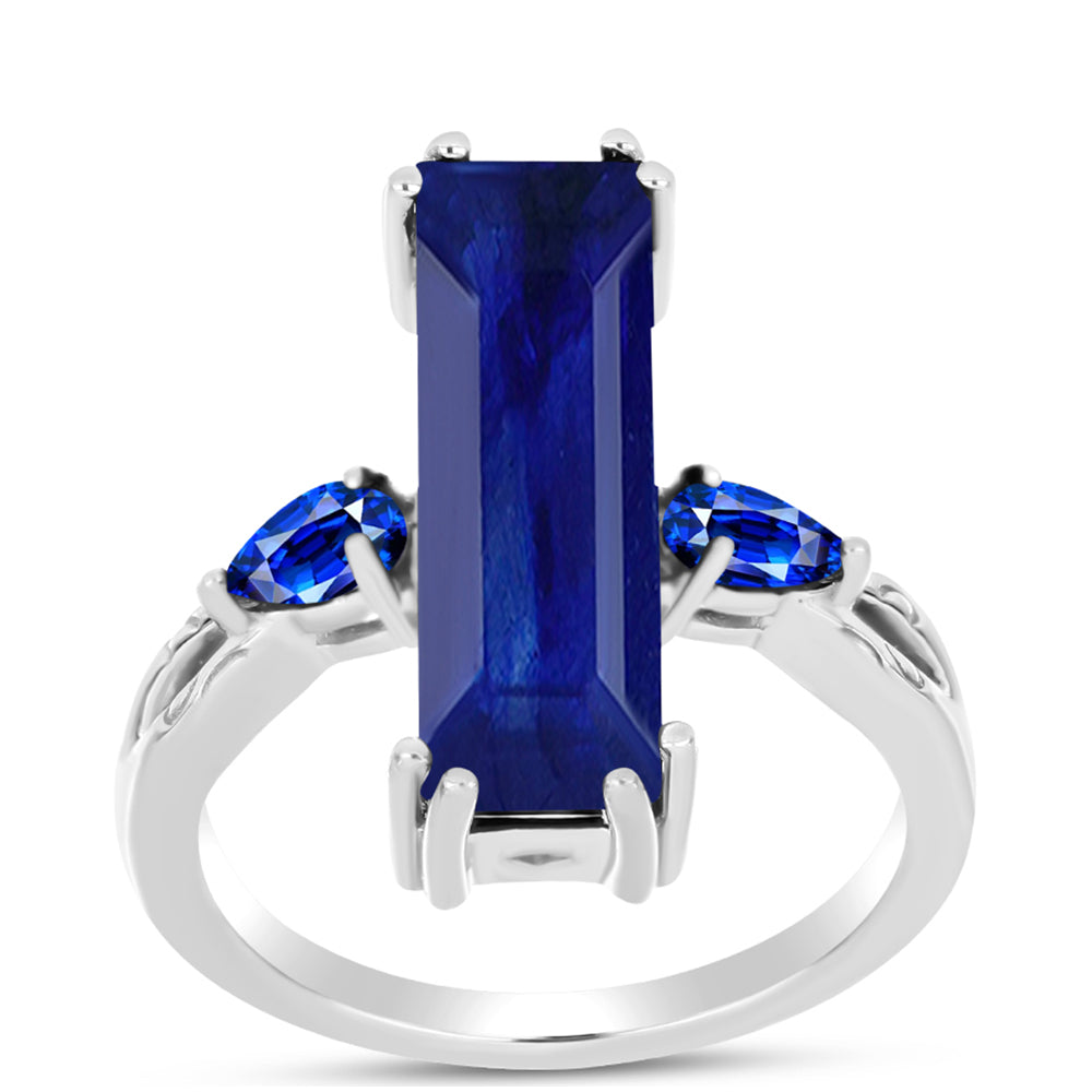 Silberring mit australischem blauem Saphir 3 