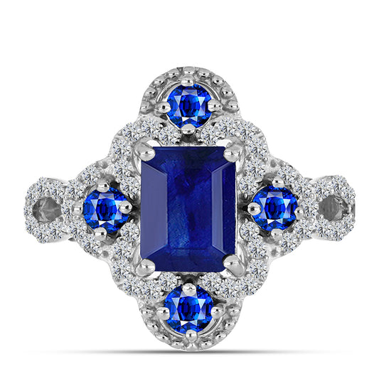 Silberring mit australischem blauem Saphir und weißem Topas
