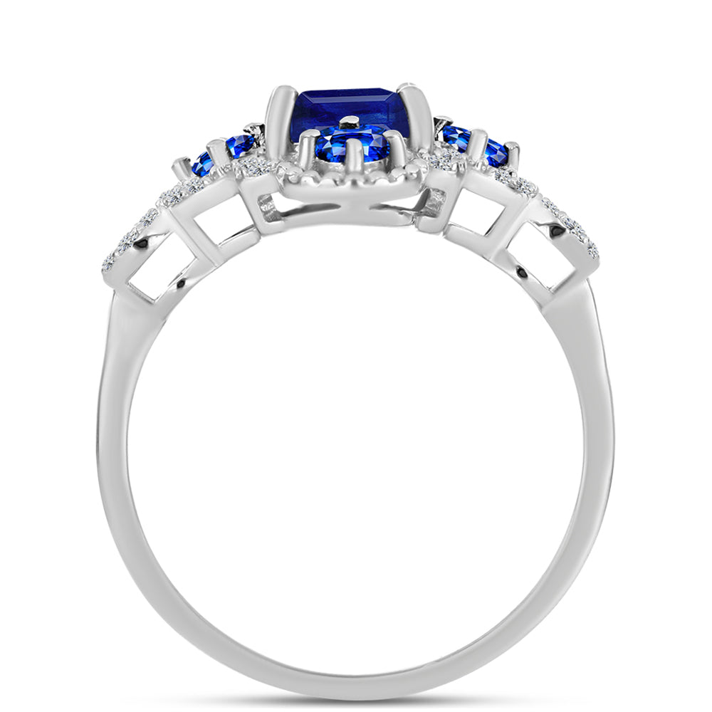 Silberring mit australischem blauem Saphir und weißem Topas