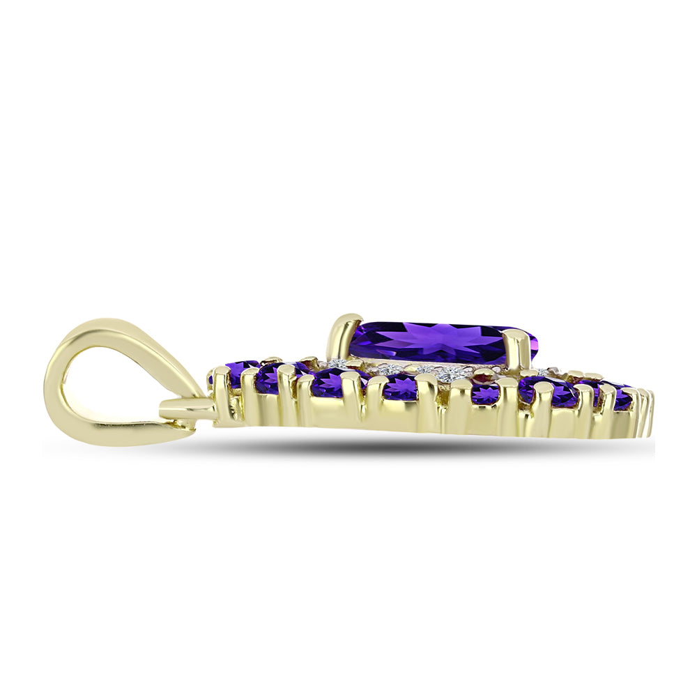 Goldplattierter Silberanhänger mit marokkanischem Amethyst und weißem Topas 2 
