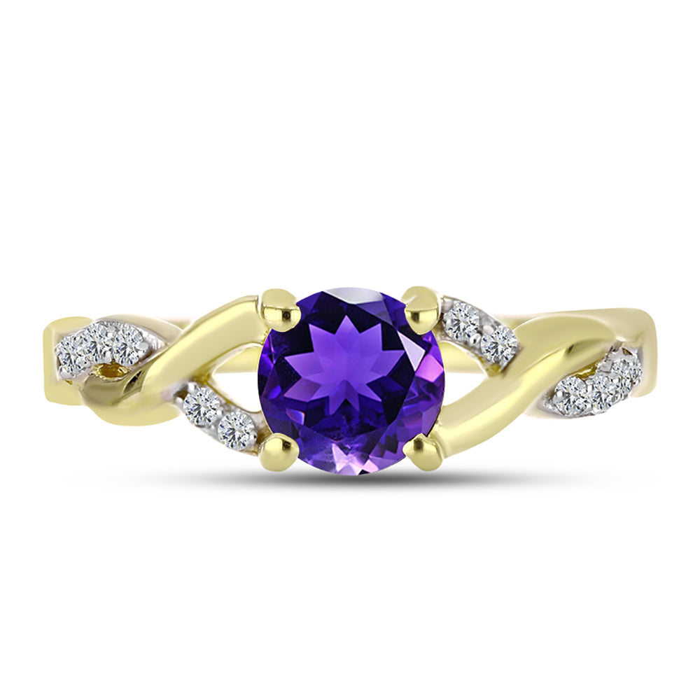 Goldplattierter Silberring mit marokkanischem Amethyst und weißem Topas
