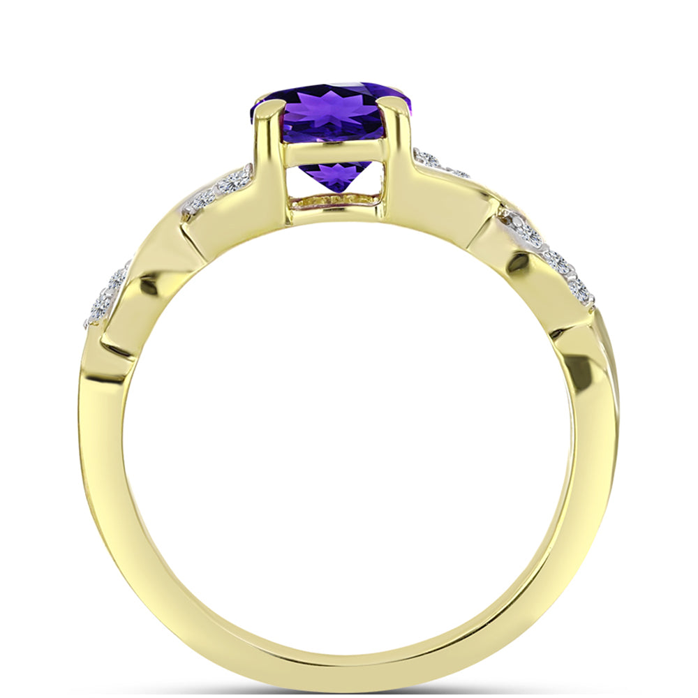 Goldplattierter Silberring mit marokkanischem Amethyst und weißem Topas 2 