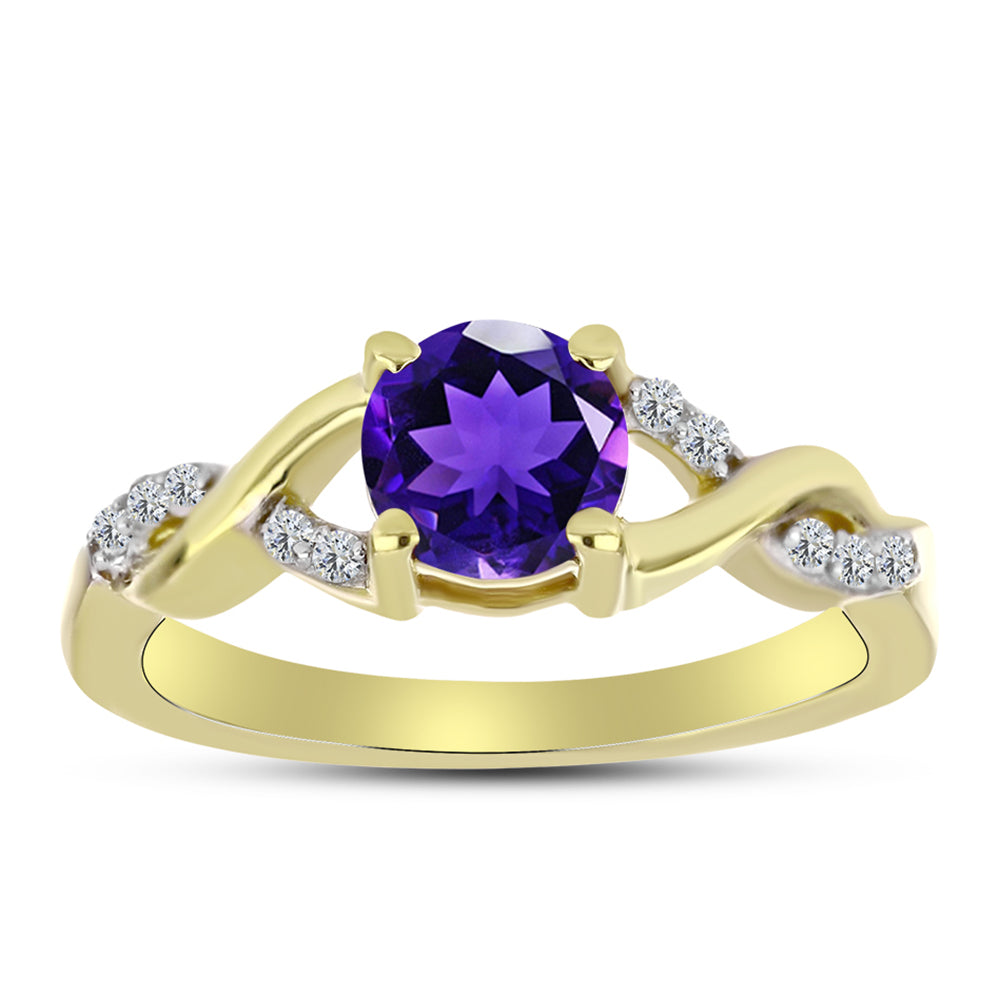 Goldplattierter Silberring mit marokkanischem Amethyst und weißem Topas 3 