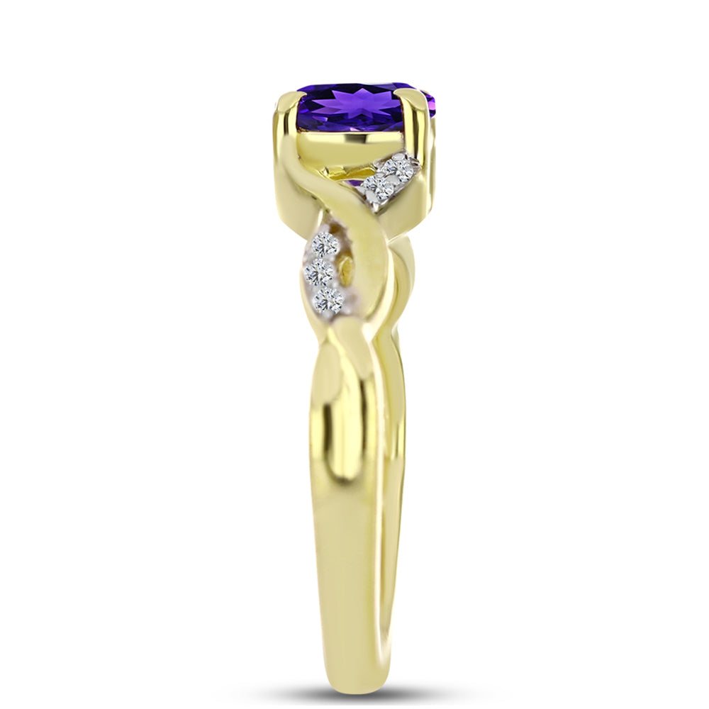 Goldplattierter Silberring mit marokkanischem Amethyst und weißem Topas 4 