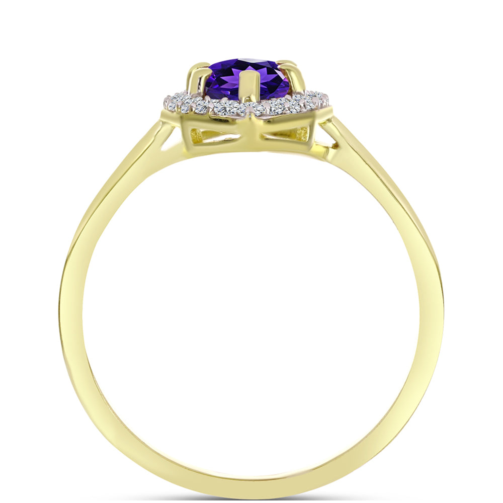 Goldplattierter Silberring mit marokkanischem Amethyst und weißem Topas