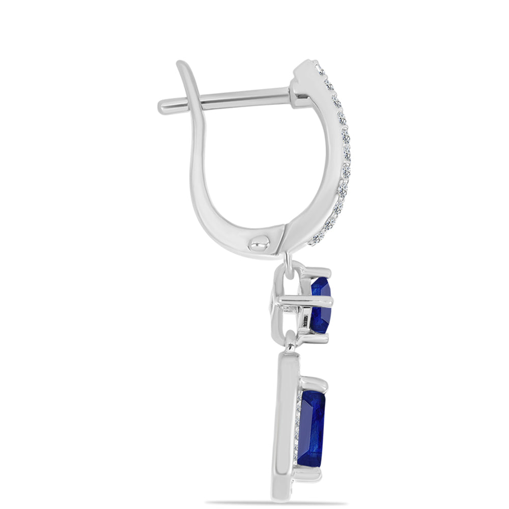 Silberohrringe mit australischem blauem Saphir und weißem Topas 2 