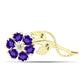 Goldplattierte Silberbrosche mit marokkanischem Amethyst und weißem Topas