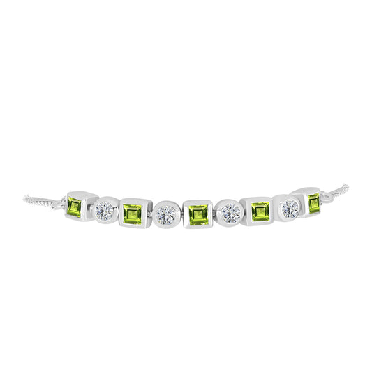 Silberarmband mit Peridot aus Changbai und weißem Topas