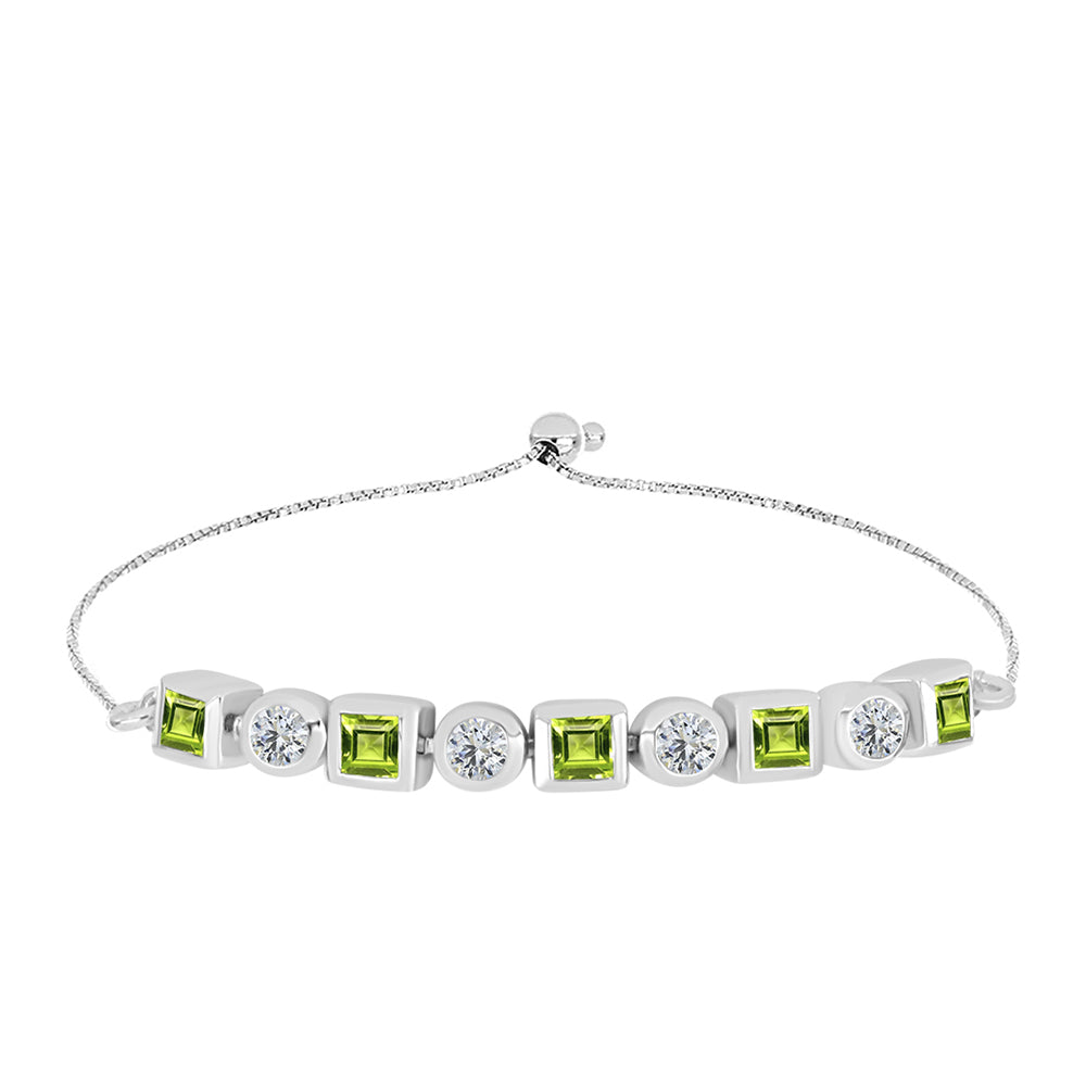 Silberarmband mit Peridot aus Changbai und weißem Topas 1 
