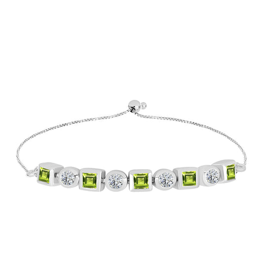 Silberarmband mit Peridot aus Changbai und weißem Topas