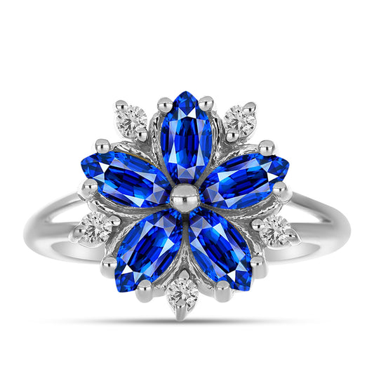 Silberring mit australischem blauem Saphir und weißem Topas