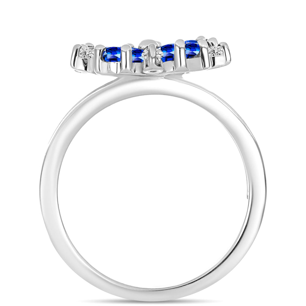 Silberring mit australischem blauem Saphir und weißem Topas