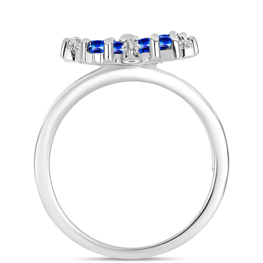 Silberring mit australischem blauem Saphir und weißem Topas