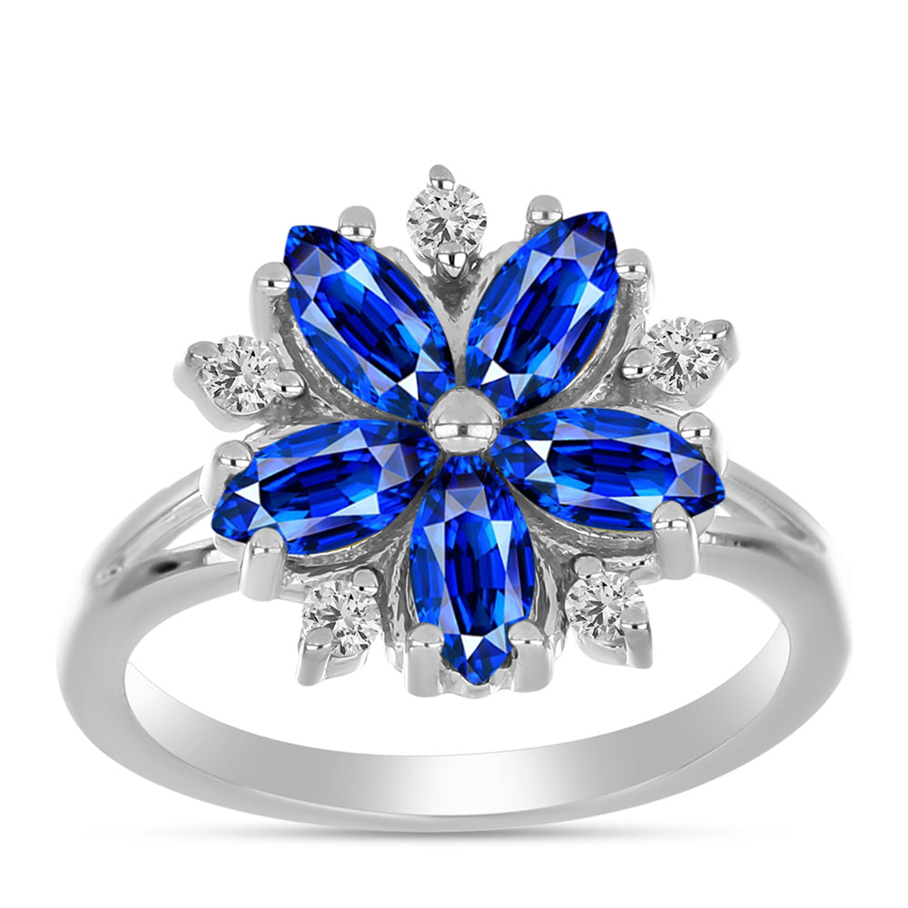 Silberring mit australischem blauem Saphir und weißem Topas 3 