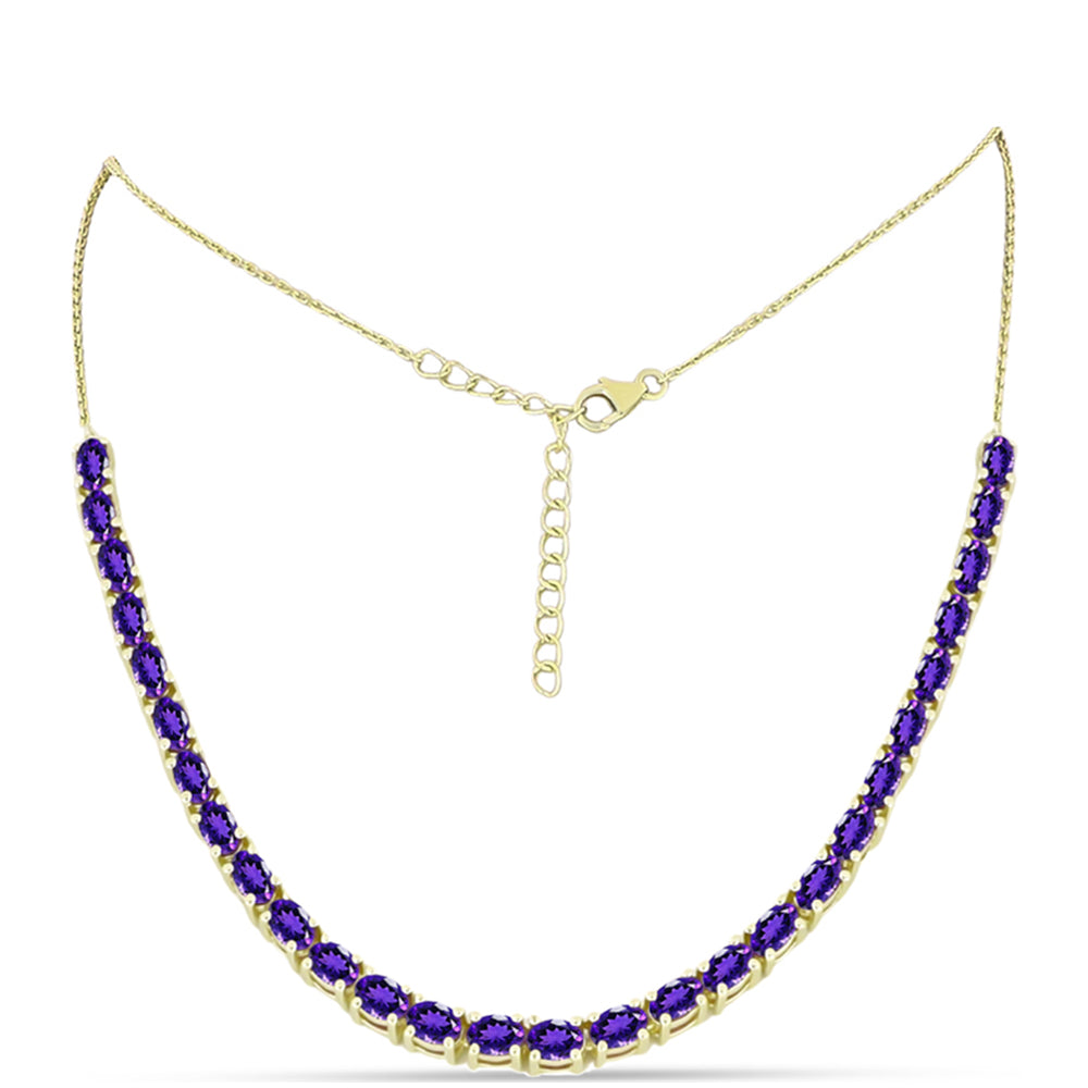 Goldplattierte Silberhalskette mit marokkanischem Amethyst 1 