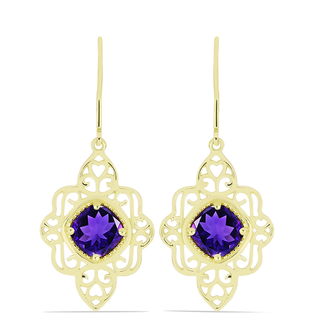 Goldplattierte Silberohrringe mit marokkanischem Amethyst 1 