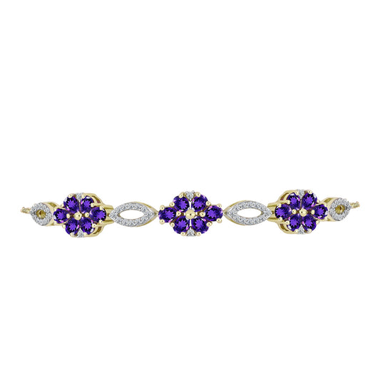Goldplattiertes Silberarmband mit marokkanischem Amethyst und weißem Topas