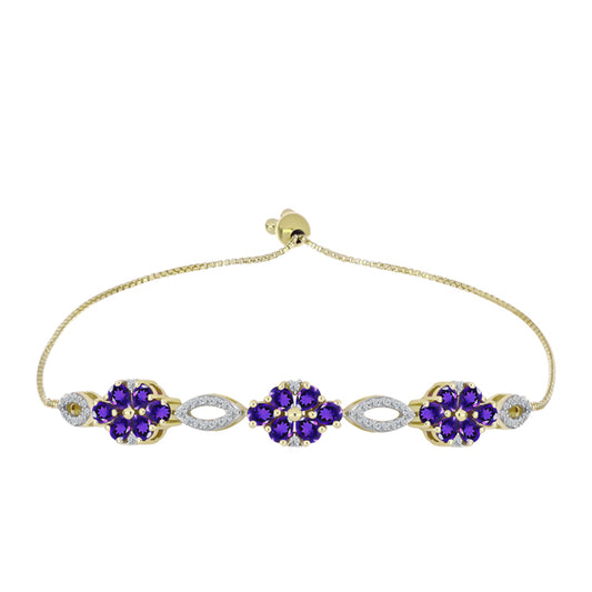 Goldplattiertes Silberarmband mit marokkanischem Amethyst und weißem Topas