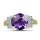 Goldplattierter Silberring mit marokkanischem Amethyst und weißem Topas