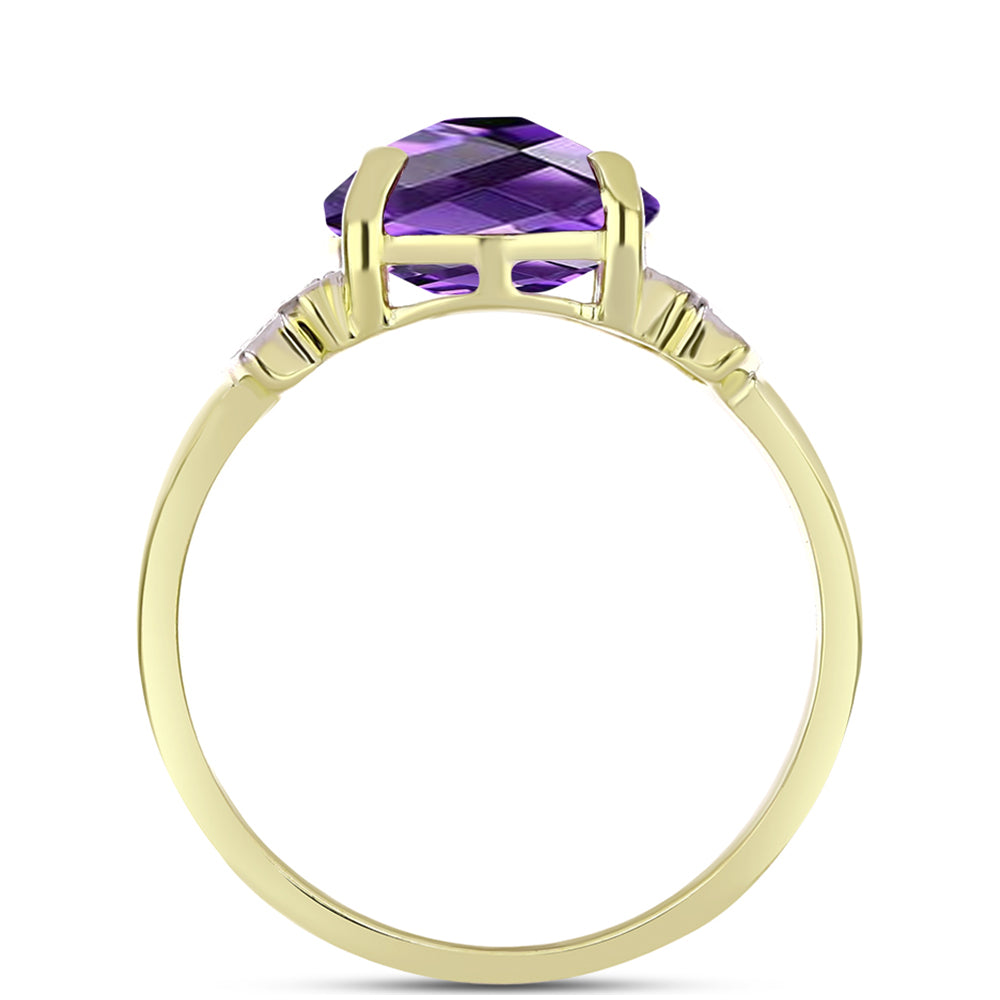 Goldplattierter Silberring mit marokkanischem Amethyst und weißem Topas