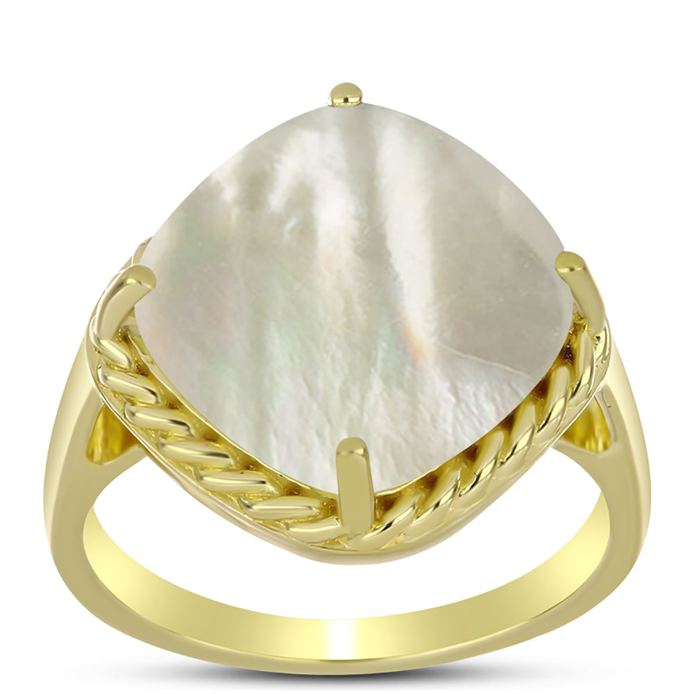 Goldplattierter Silberring mit Perlmutt