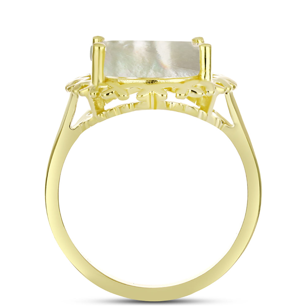 Goldplattierter Silberring mit Perlmutt 2 
