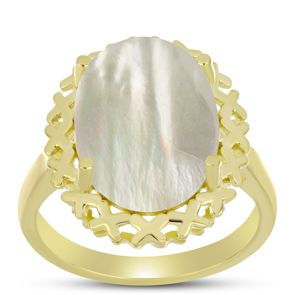 Goldplattierter Silberring mit Perlmutt 3 
