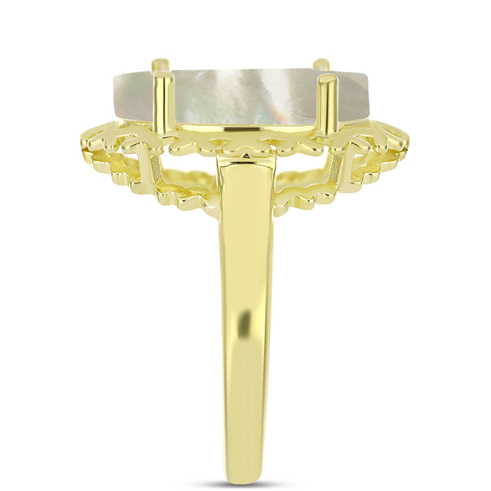 Goldplattierter Silberring mit Perlmutt