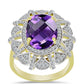 Goldplattierter Silberring mit marokkanischem Amethyst und weißem Topas