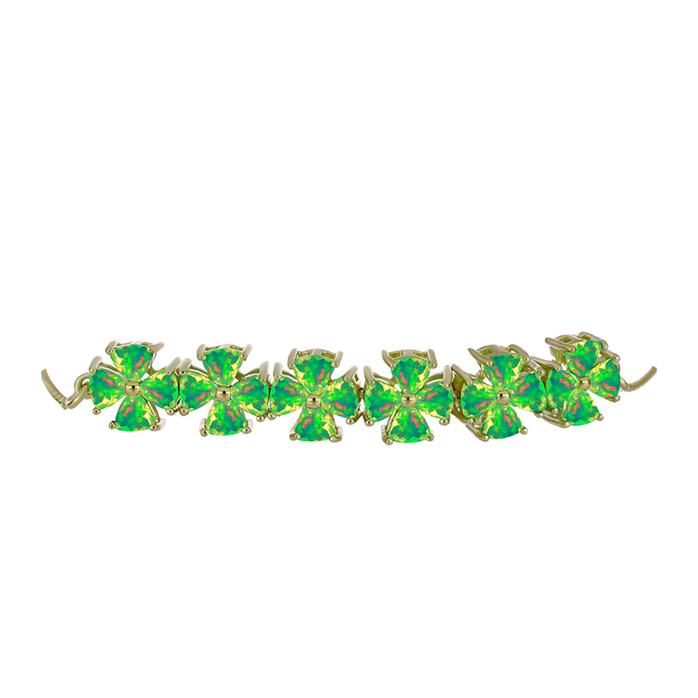Goldplattiertes Silberarmband mit grünem äthiopischem Opal aus Lega Dembi 2 