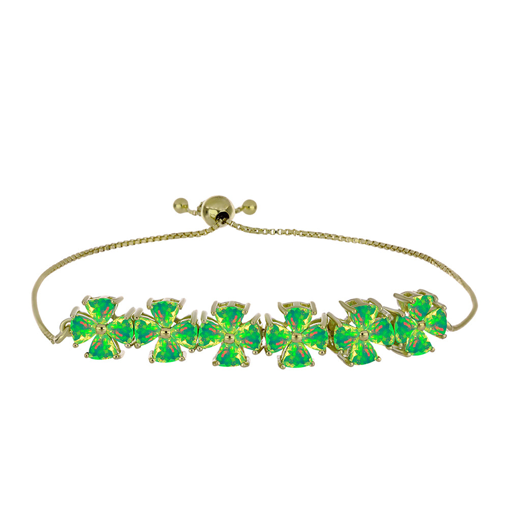 Goldplattiertes Silberarmband mit grünem äthiopischem Opal aus Lega Dembi