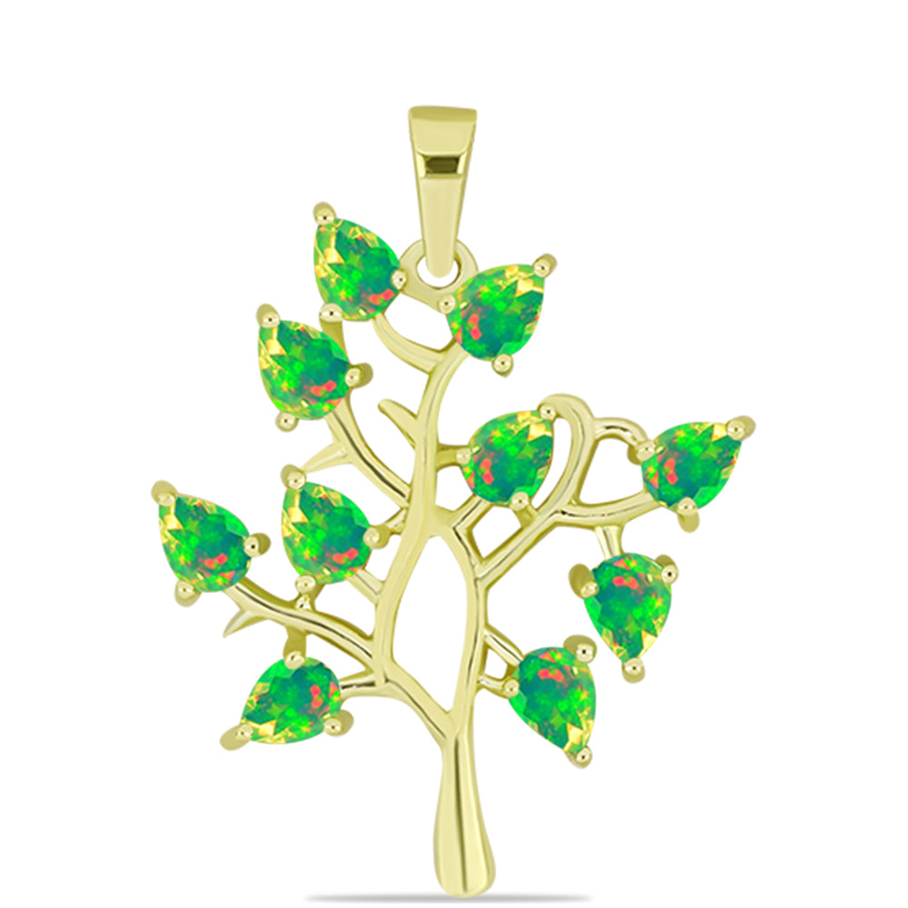Goldplattierter Silberanhänger mit grünem äthiopischem Opal aus Lega Dembi 1 