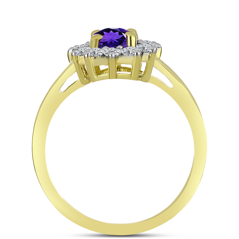 Goldplattierter Silberring mit marokkanischem Amethyst und weißem Topas 2 