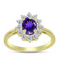 Goldplattierter Silberring mit marokkanischem Amethyst und weißem Topas