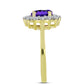 Goldplattierter Silberring mit marokkanischem Amethyst und weißem Topas