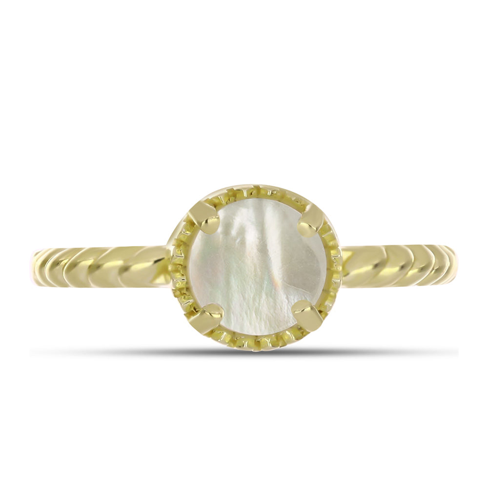 Goldplattierter Silberring mit Perlmutt