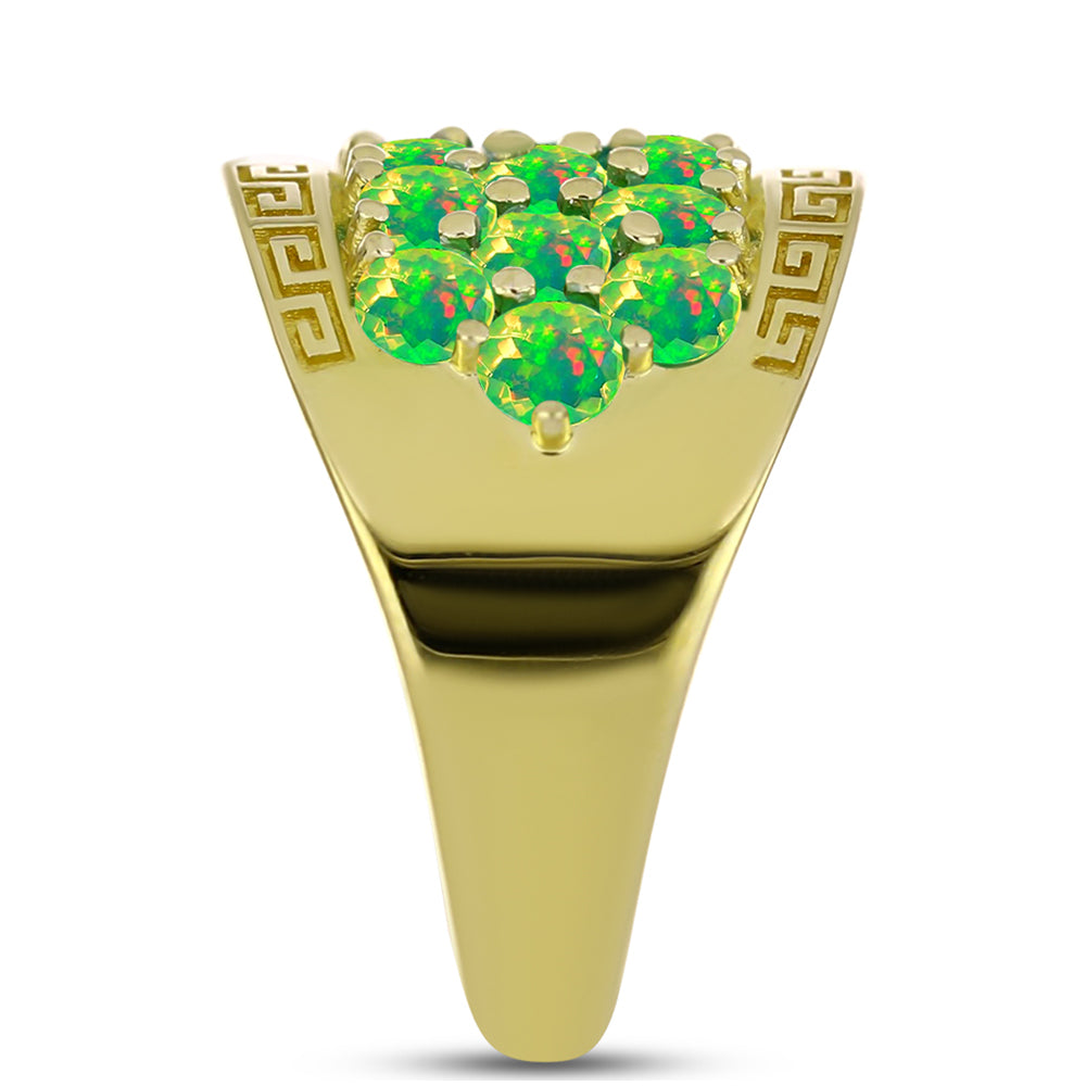 Goldplattierter Silberring mit grünem äthiopischem Opal aus Lega Dembi 4 
