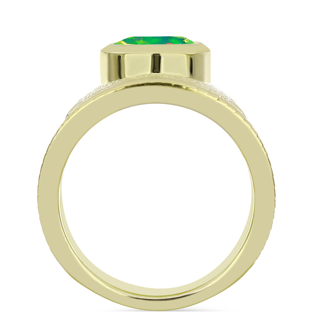 Goldplattierter Silberring mit grünem äthiopischem Opal aus Lega Dembi