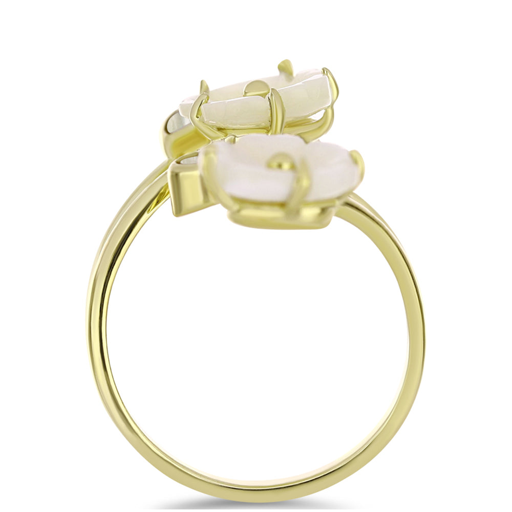 Goldplattierter Silberring mit Perlmutt