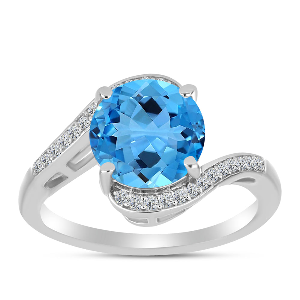 Silberring mit schweizerischem Blautopas und weißem Topas 3 