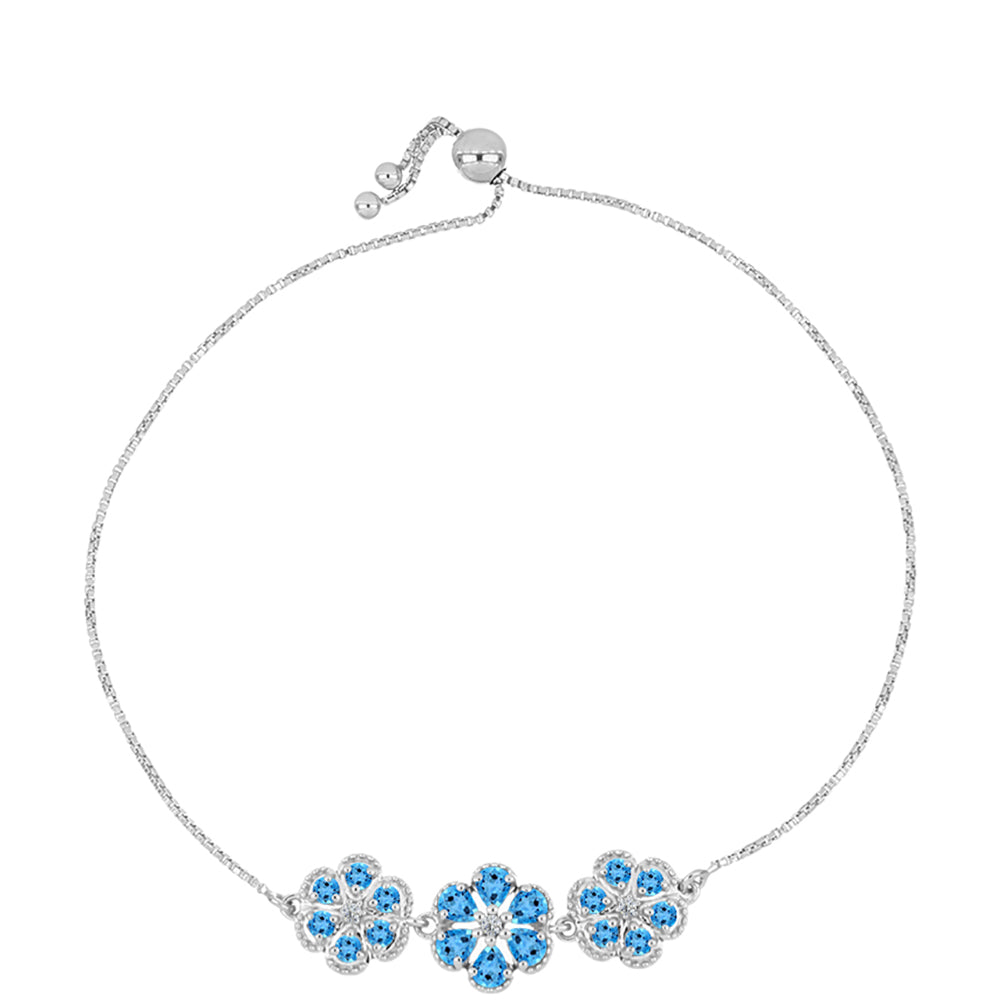 Silberarmband mit schweizerischem Blautopas und weißem Topas
