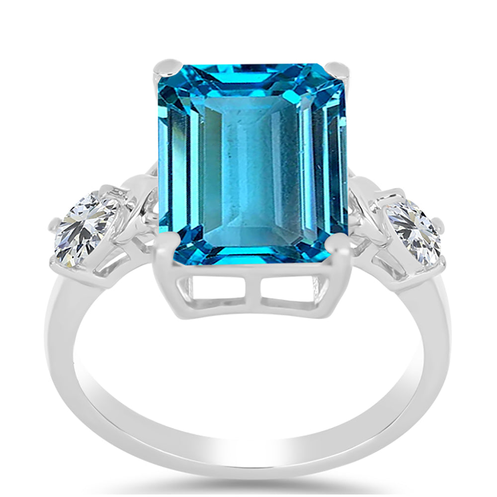 Silberring mit schweizerischem Blautopas und weißem Topas